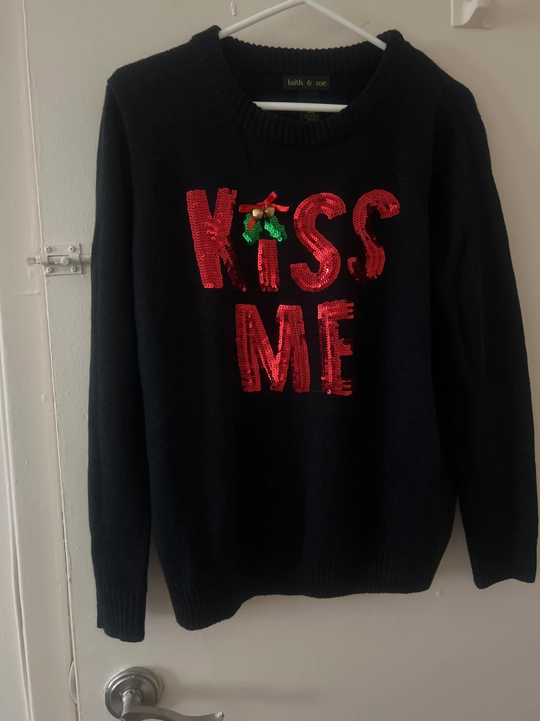 Faith & Zoe Black "Kiss Me" Sequin Sweater