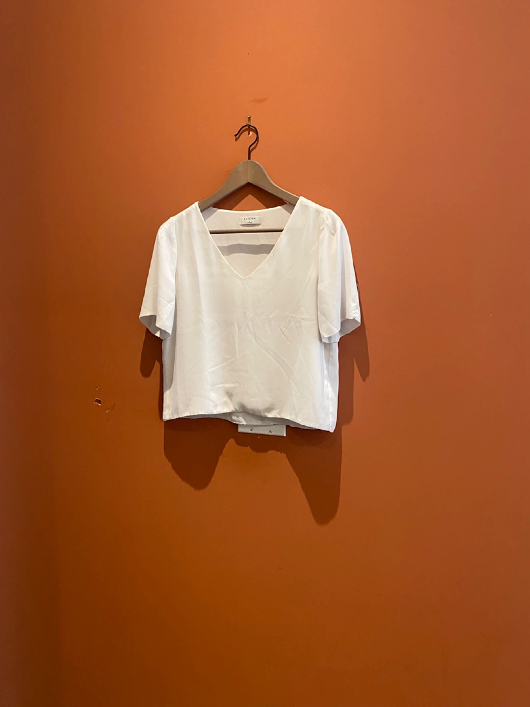 Babaton White V-Neck Blouse
