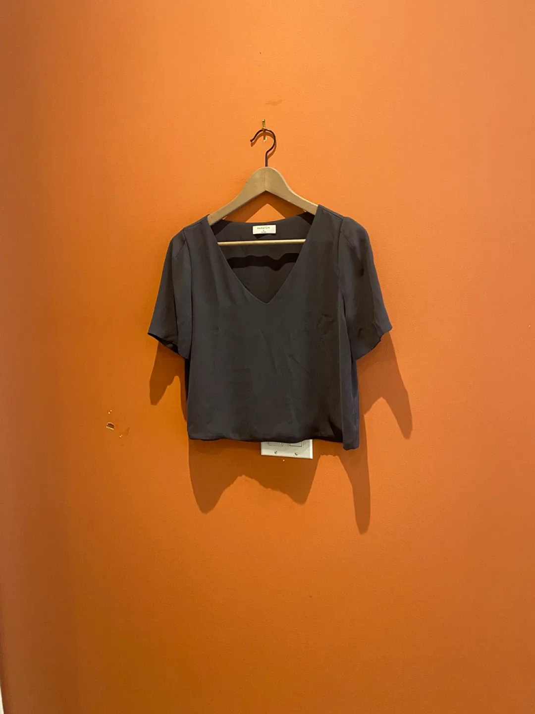 BABATON dark grey V-Neck Short Sleeve Top