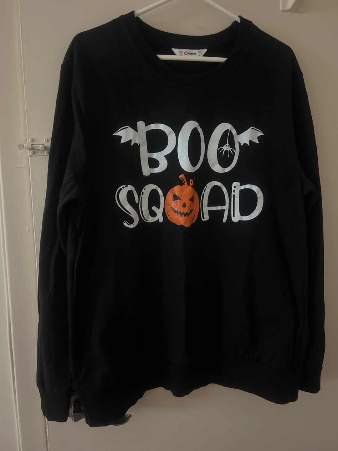 PatPat "Boo Squad" Halloween Pullover Sweatshirt - Black, Large
