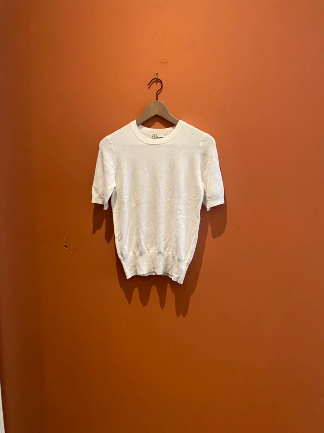 White Short-Sleeve Knit Top