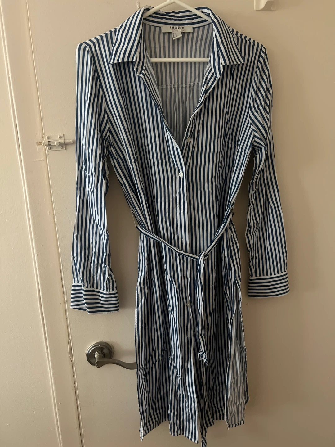 Forever 21 Striped Button-Up Shirt Dress