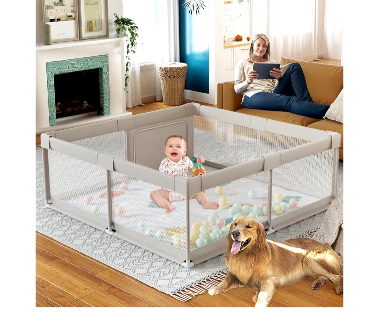 Baby Playpen 71" x 59" with Play Mat - photo 2