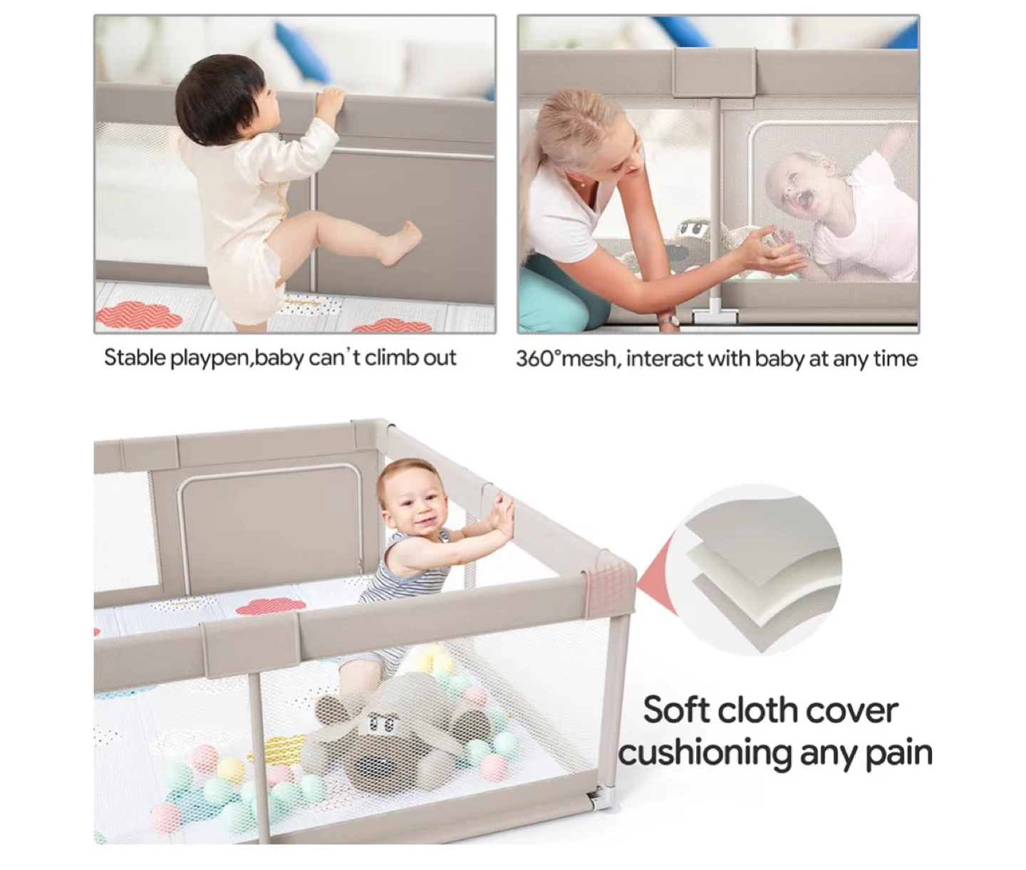 Baby Playpen 71" x 59" with Play Mat - photo 5