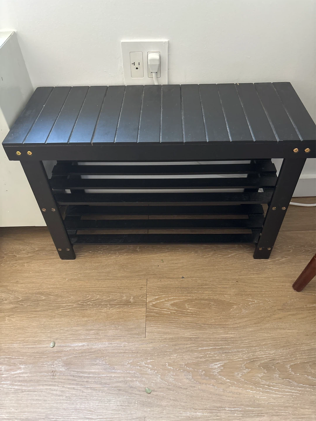 Black 2-Tier Wooden Shoe Rack Bench