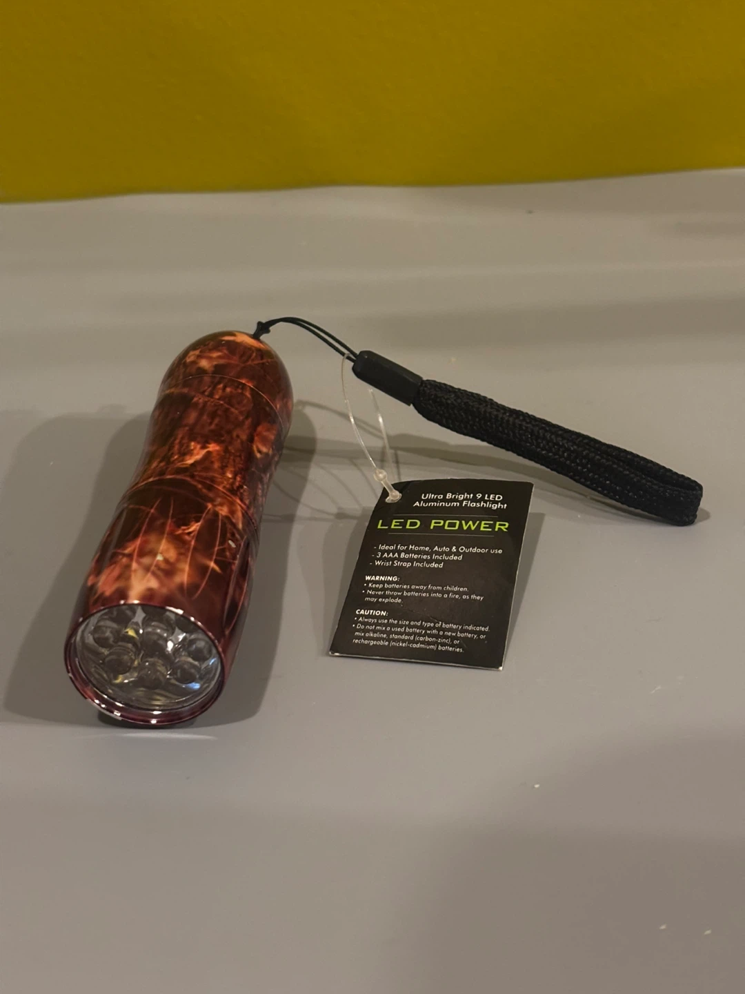 Ultra Bright 9 LED Aluminum Flashlight with Wrist Strap
