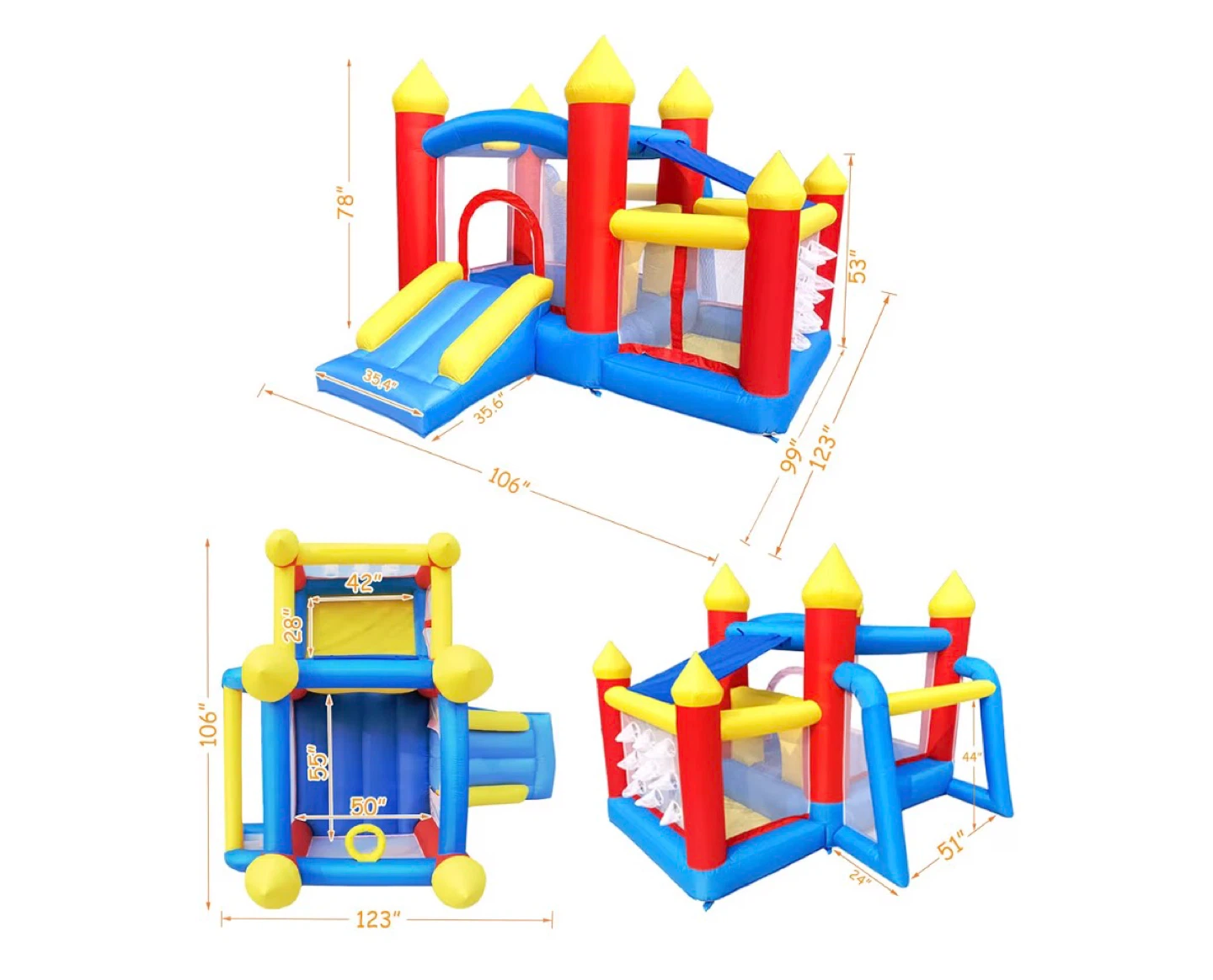 Kids Inflatable Bounce House Castle with Slide - photo 2