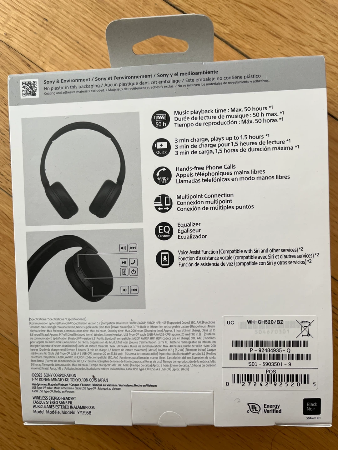 Sony WH-CH520 Wireless On-Ear Headphones - Black - photo 2