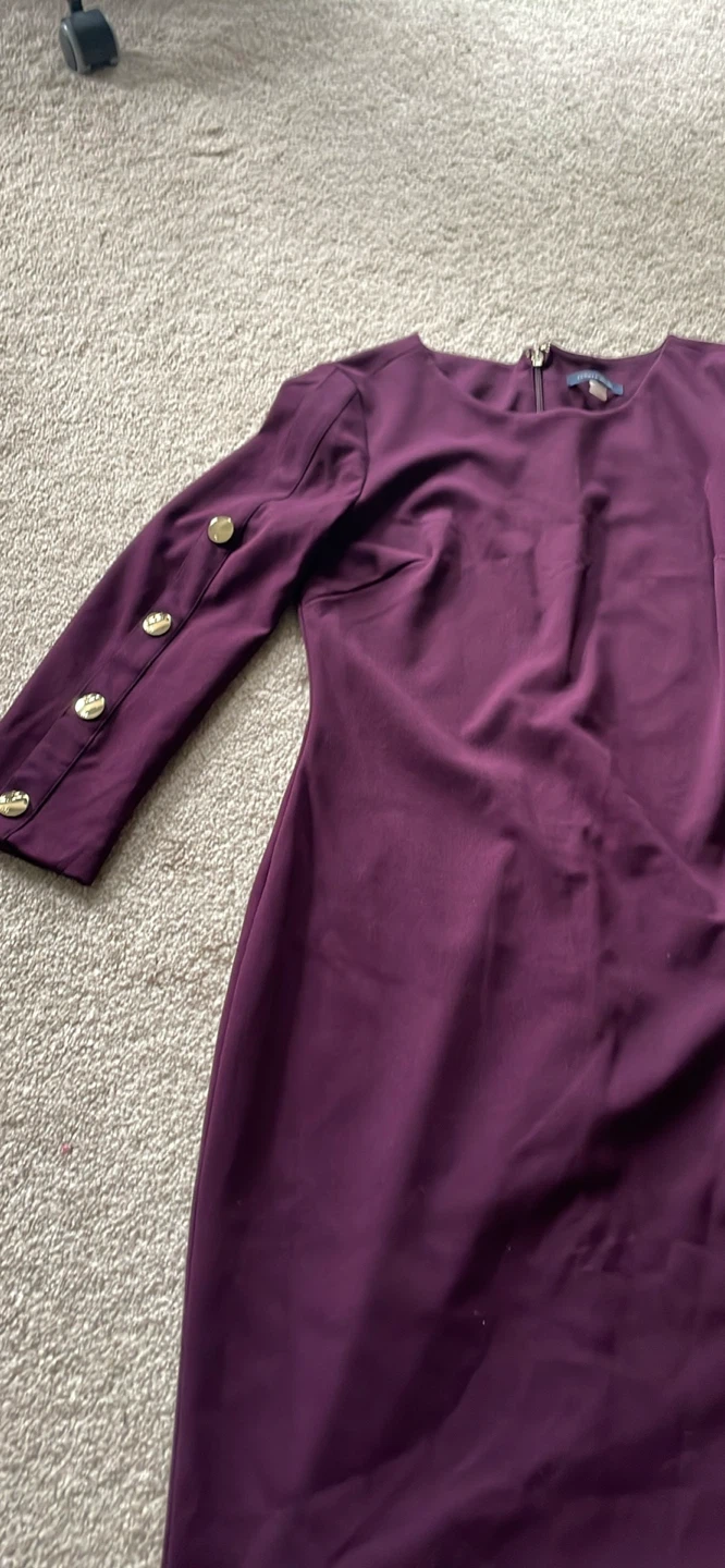 Purple Dress with Gold Button Detail - Size Medium