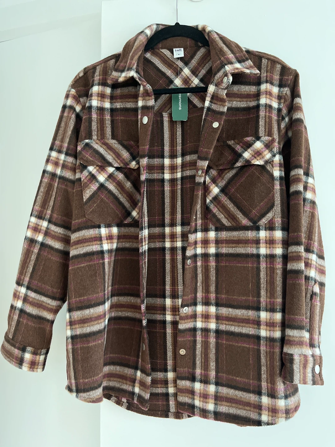 Twik by Simons Brown Plaid Flannel Shirt Jacket