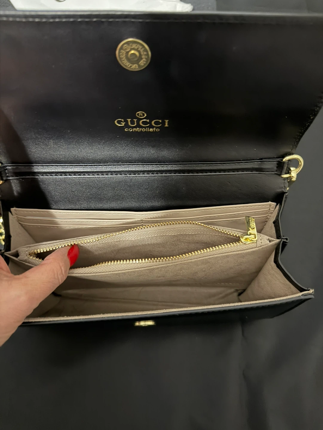 Black PU Leather Horsebit Chain Wallet - photo 2