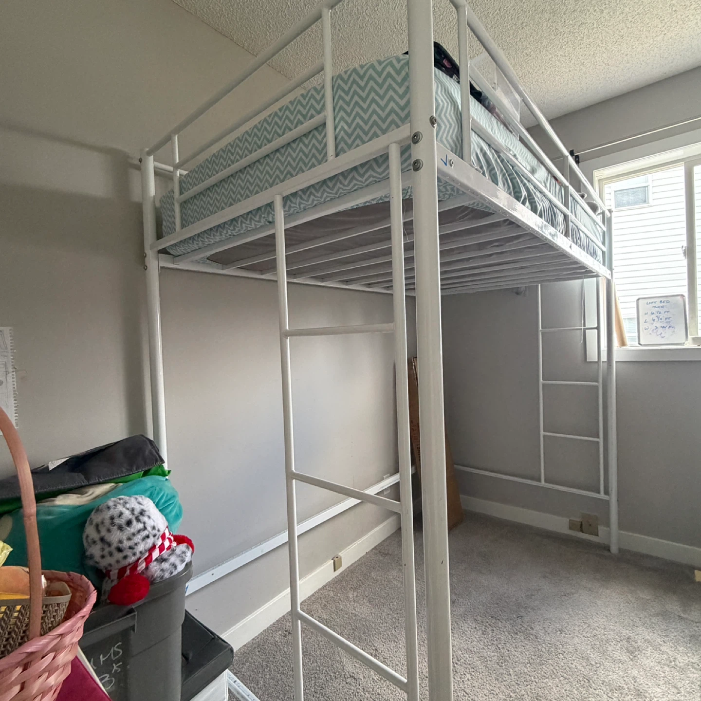 White Metal Loft Bed Frame - photo 2