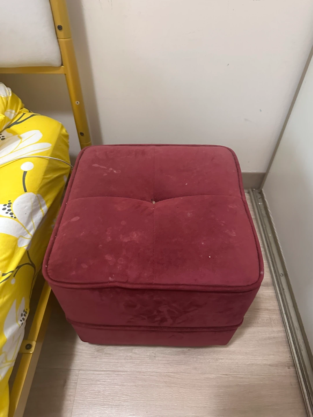 Red Square Footstool Ottoman