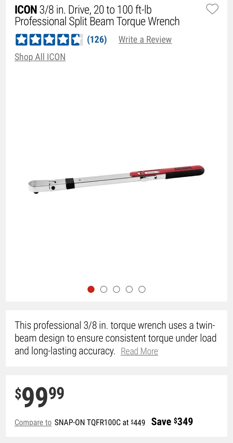 ICON 3/8 in. Drive Professional Split Beam Torque Wrench
