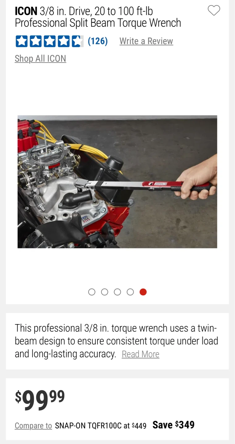 ICON 3/8 in. Drive Professional Split Beam Torque Wrench - photo 2