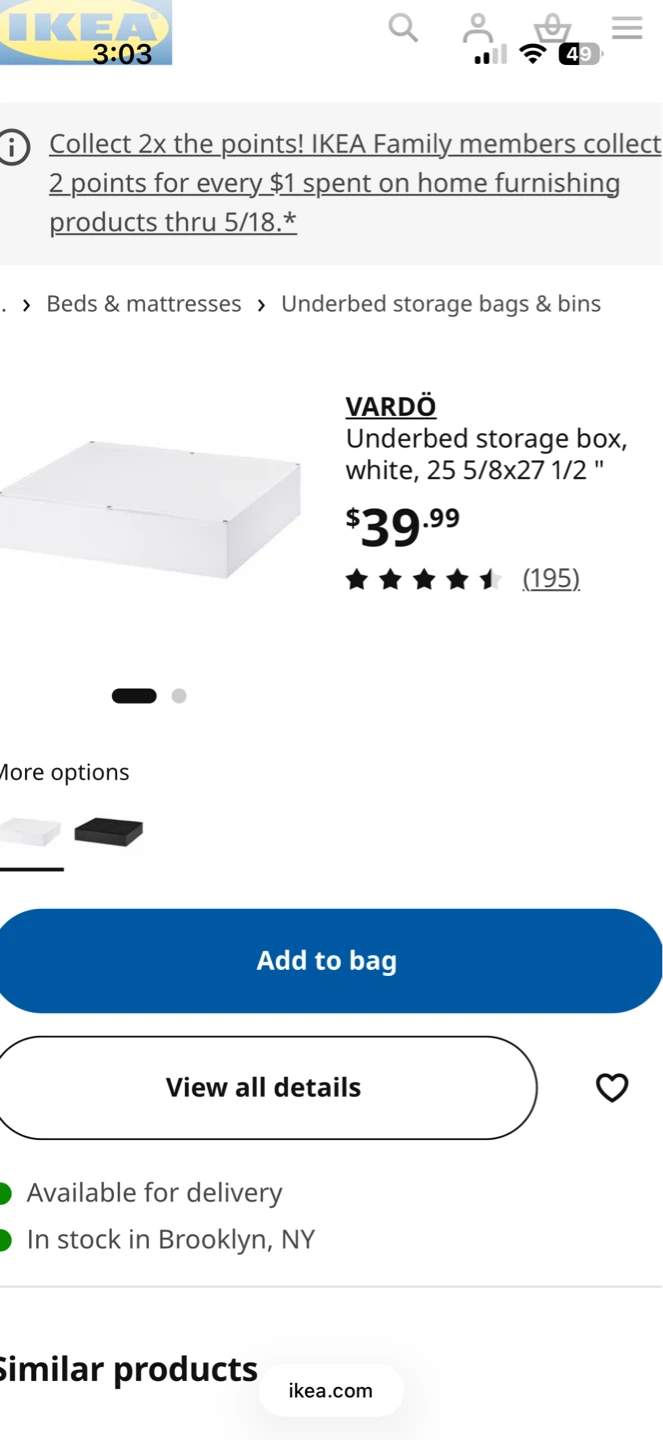 IKEA VARDÖ Underbed Storage Box, White - photo 2