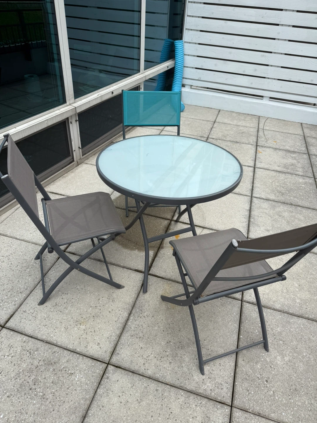 Round Glass Top Bistro Set with 3 Chairs