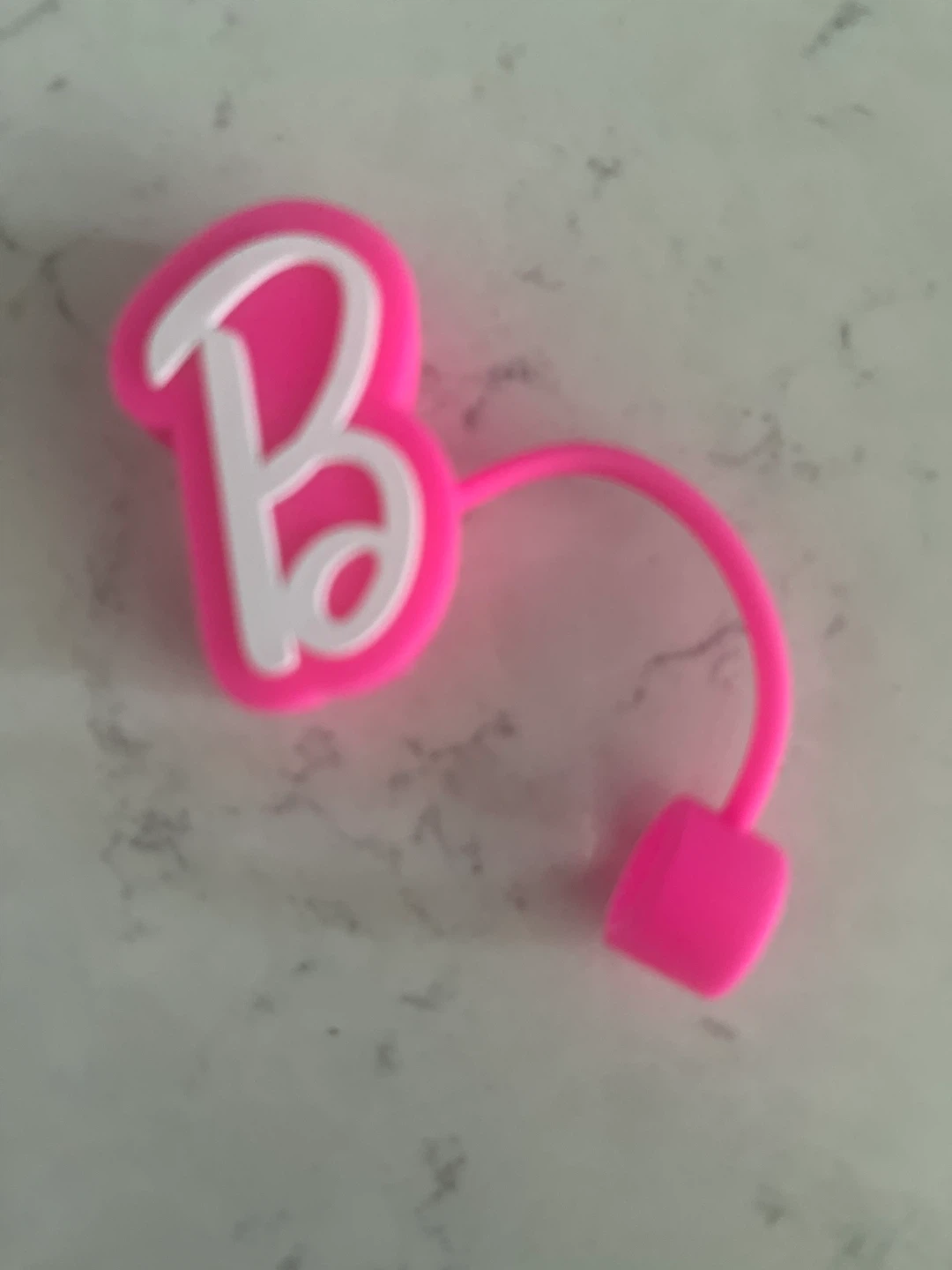 Barbie Logo Pink Silicone Straw Charm