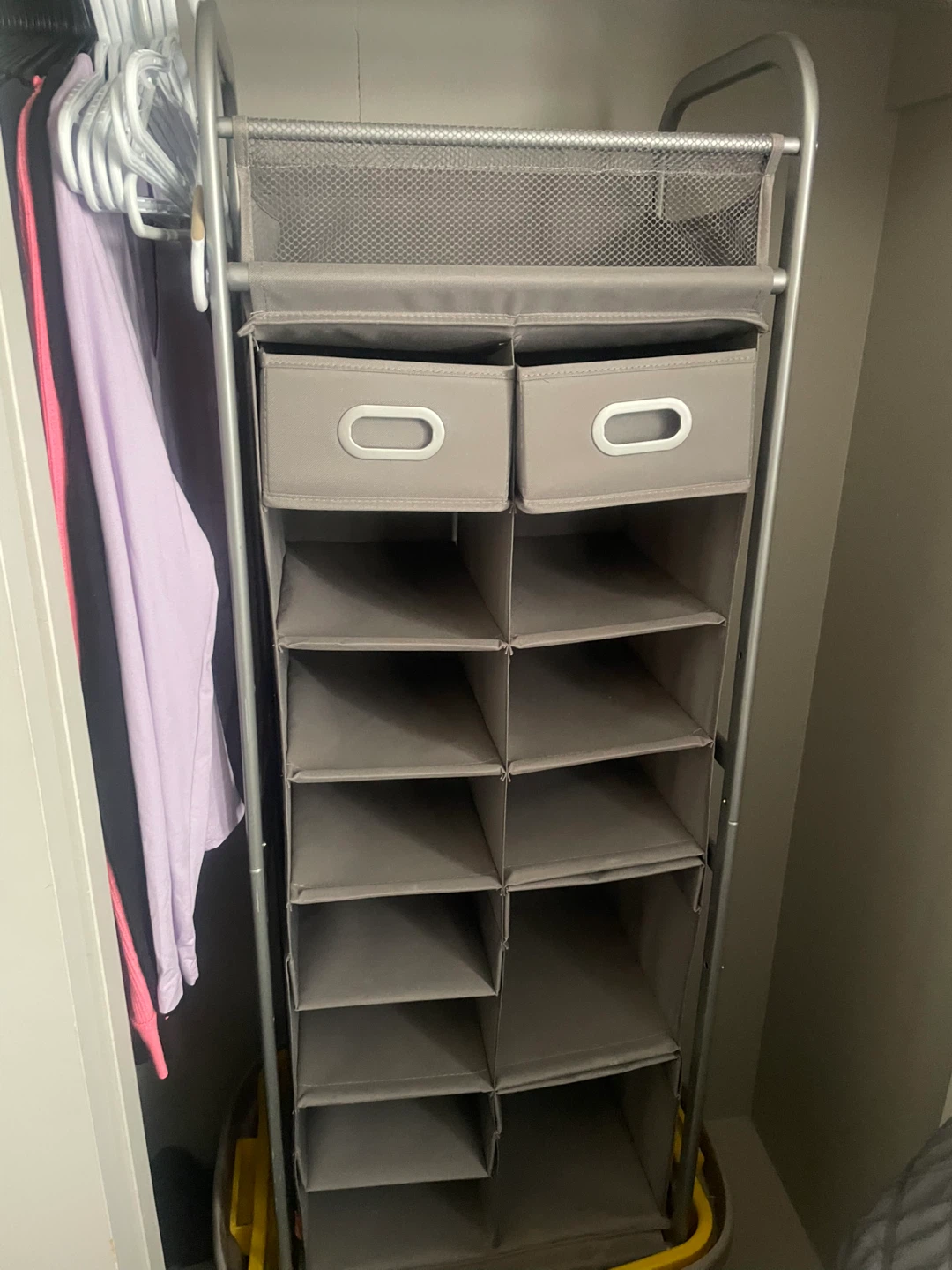 Grey shoe rack