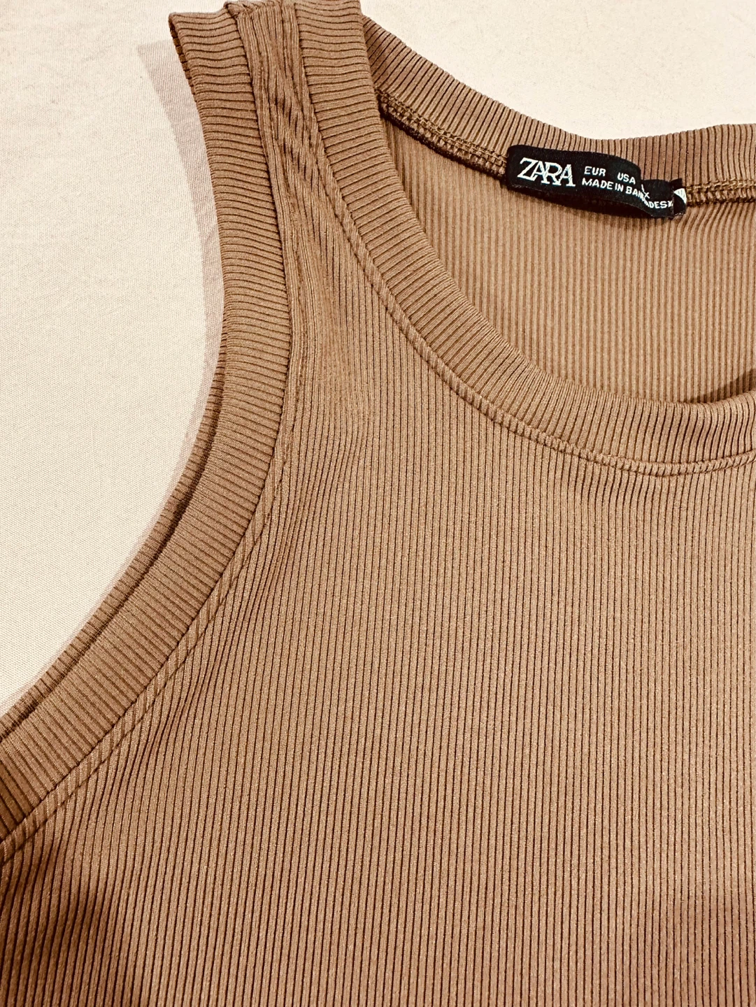 Zara Ribbed Tank Top - Brown - photo 2
