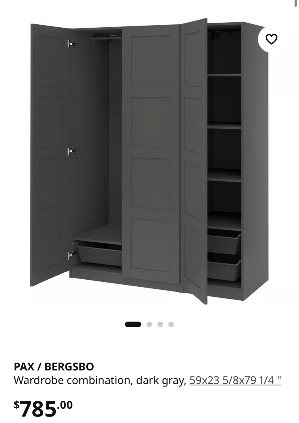 IKEA Wardrobe, Dark Gray - photo 4