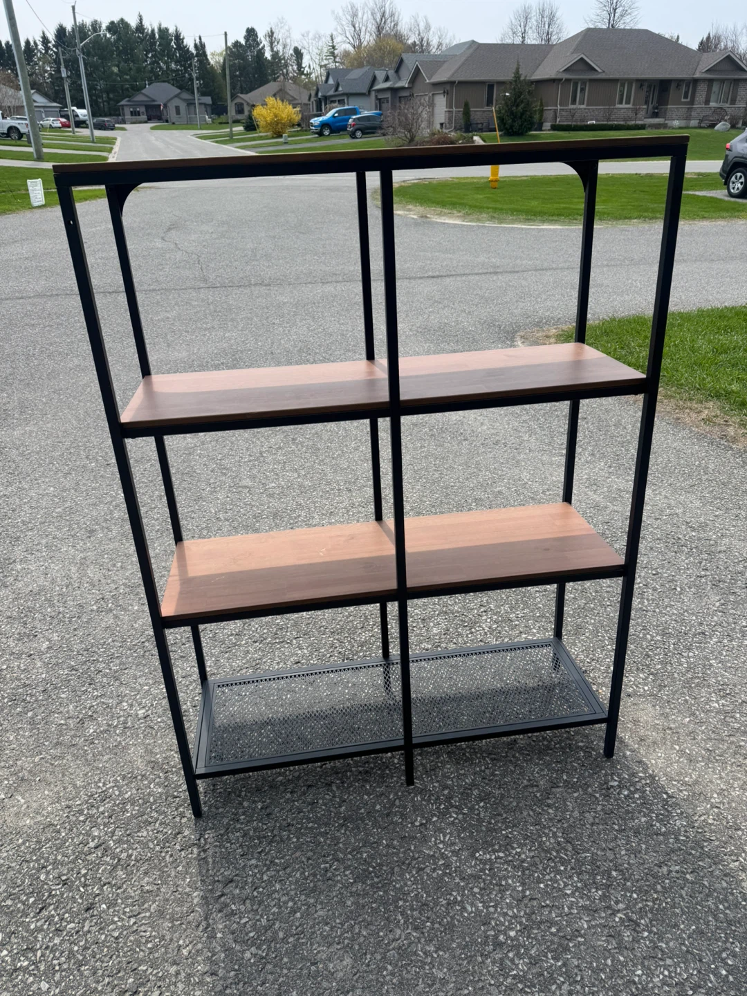Black metal and wood shelf unit - photo 4