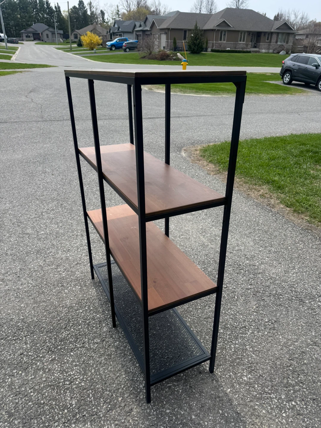 Black metal and wood shelf unit - photo 2