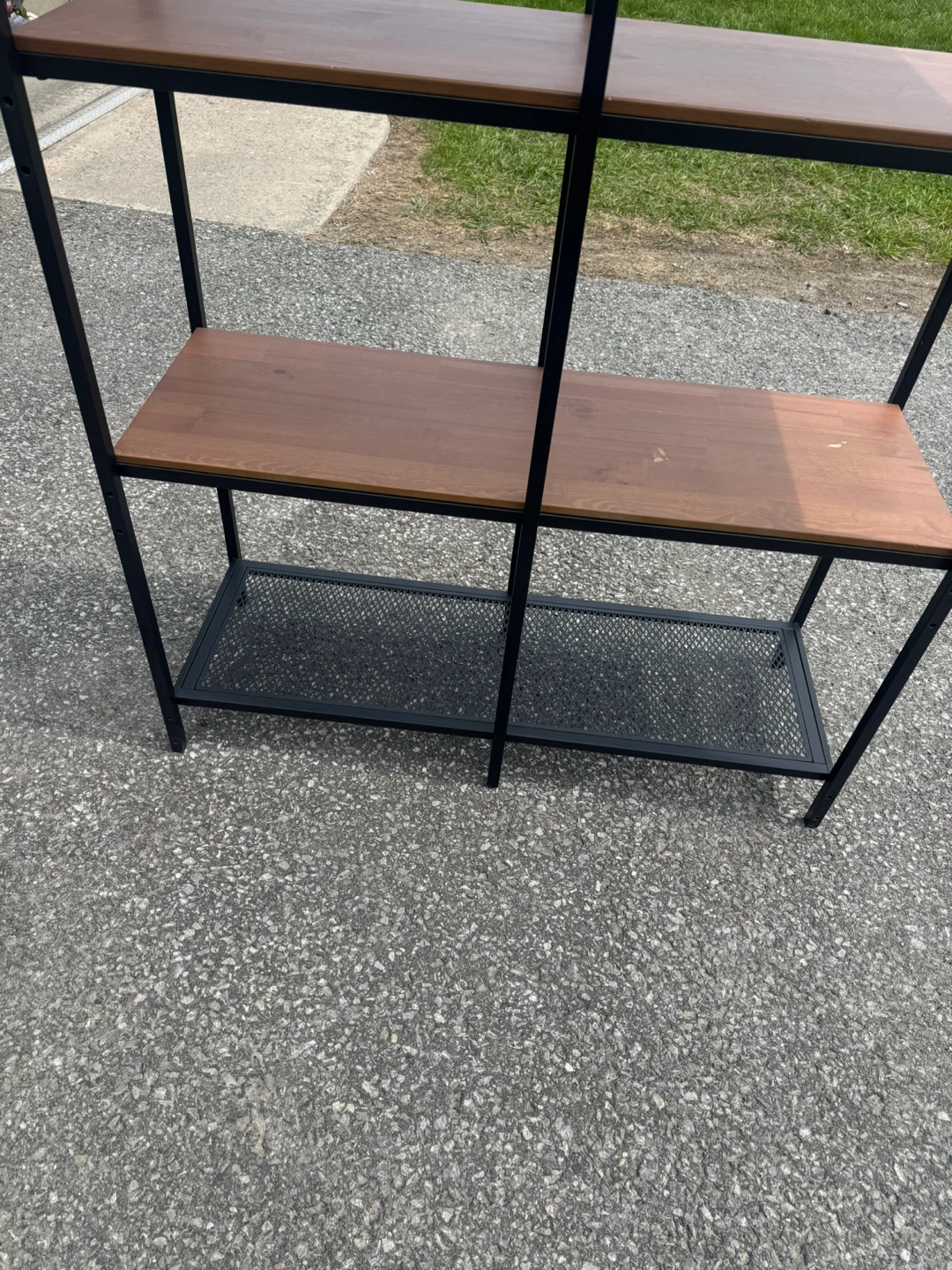 Black metal and wood shelf unit - photo 3