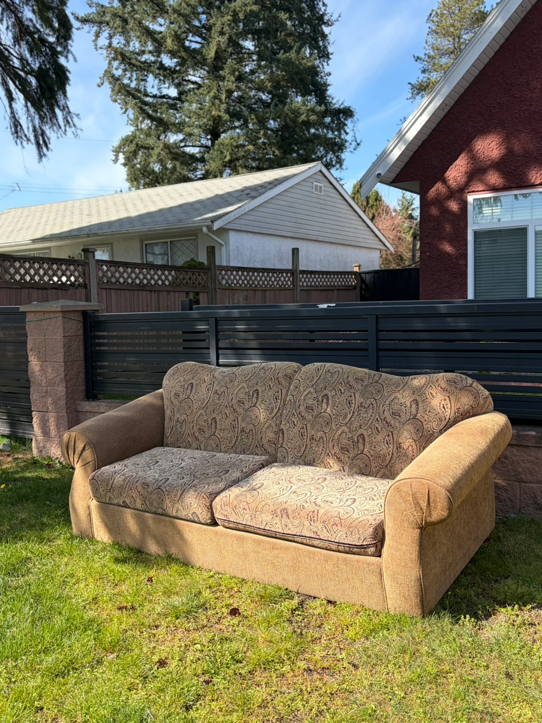 Brown Paisley Print Sofa