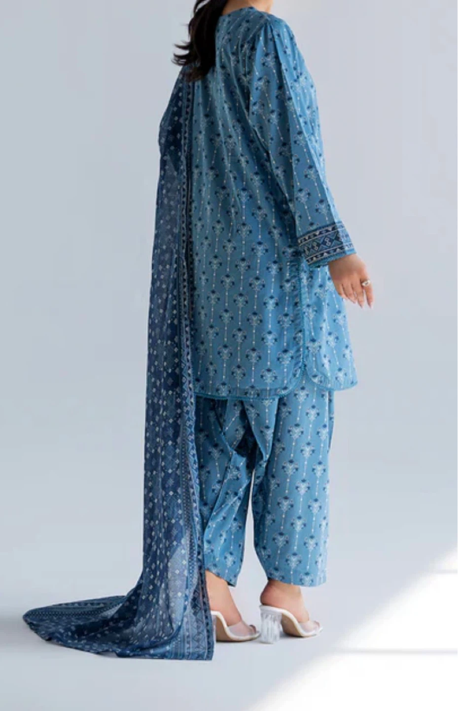 Blue Printed 3-Piece Lawn Suit - photo 2