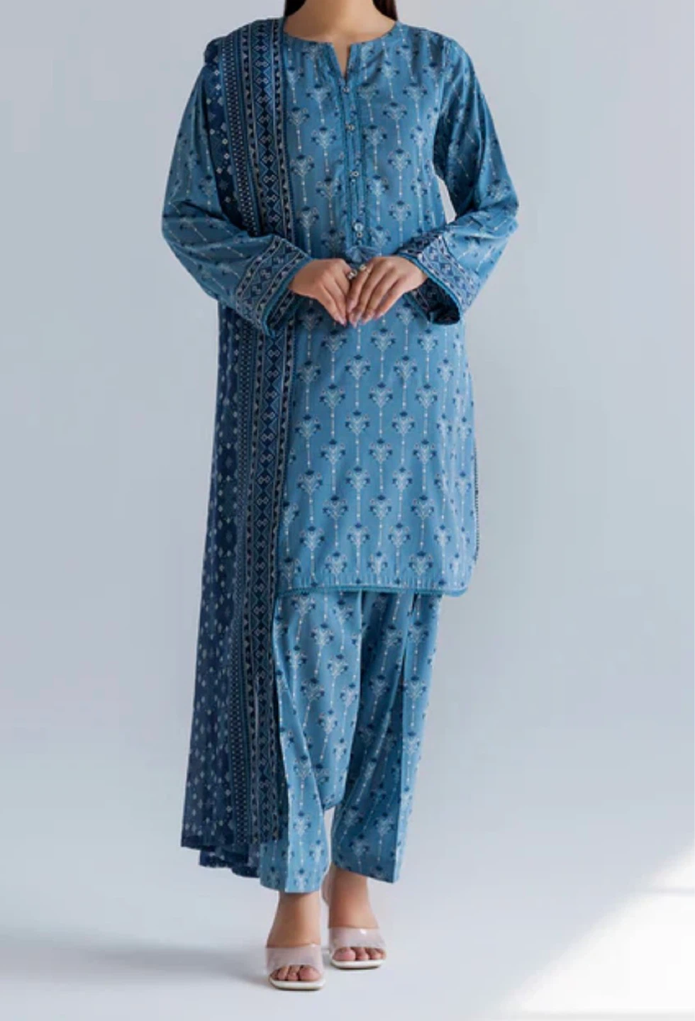Blue Printed 3-Piece Lawn Suit