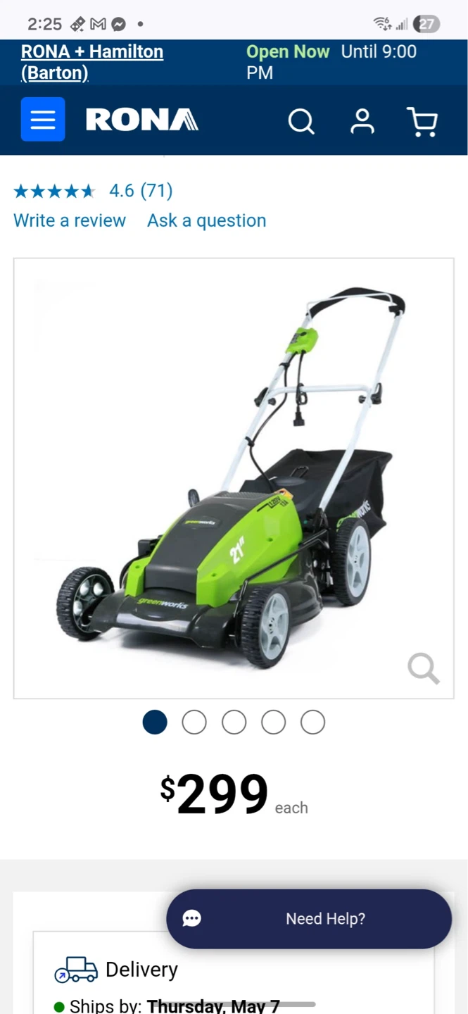 Greenworks 21" Corded Electric Lawn Mower