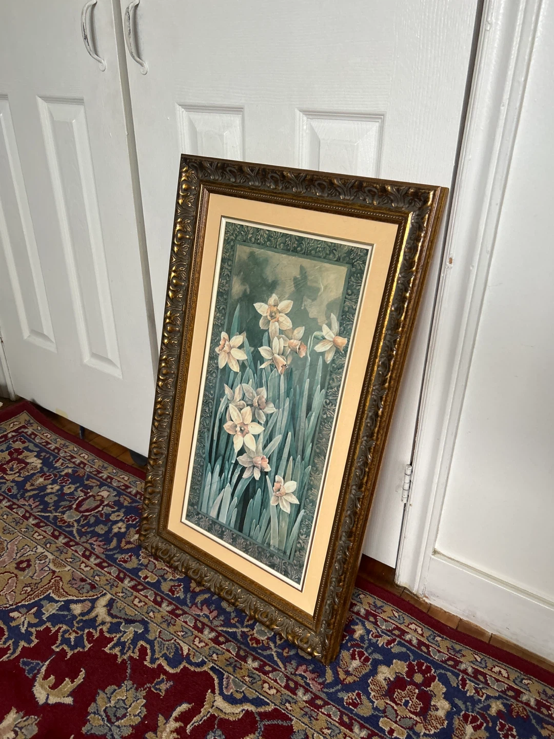 Ornate Gold Toned Frame. Framed Floral Art Print - Daffodils