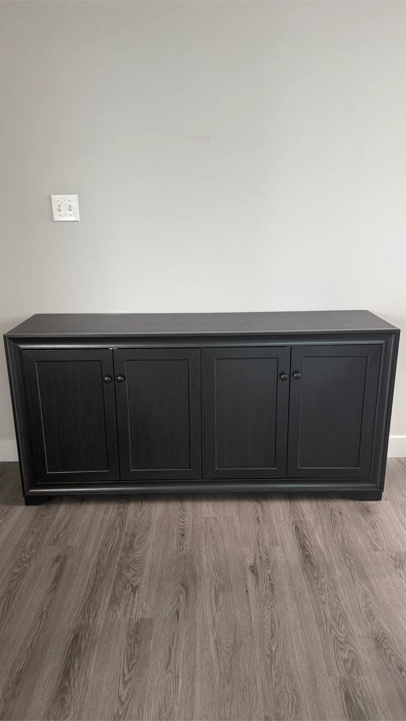 Black 4-Door Storage Cabinet Buffet Server Sideboard