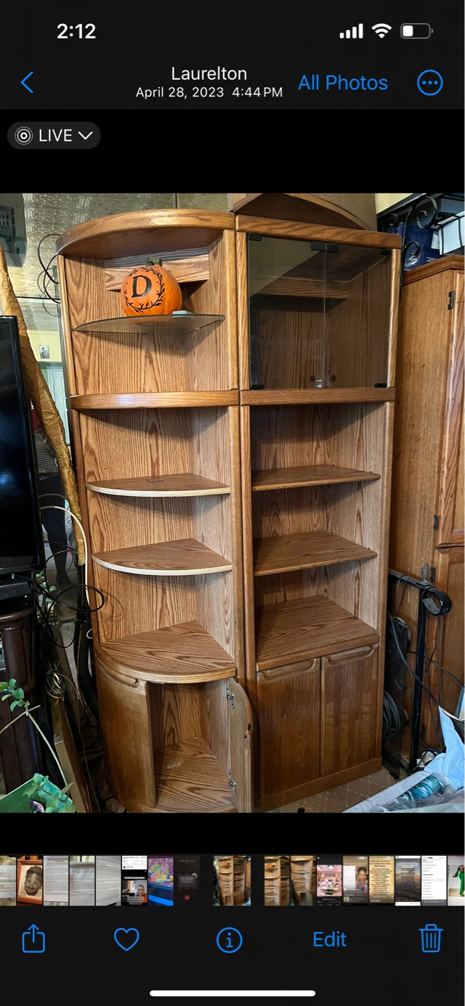 Wooden Corner Curio Cabinet with Glass Door - photo 3
