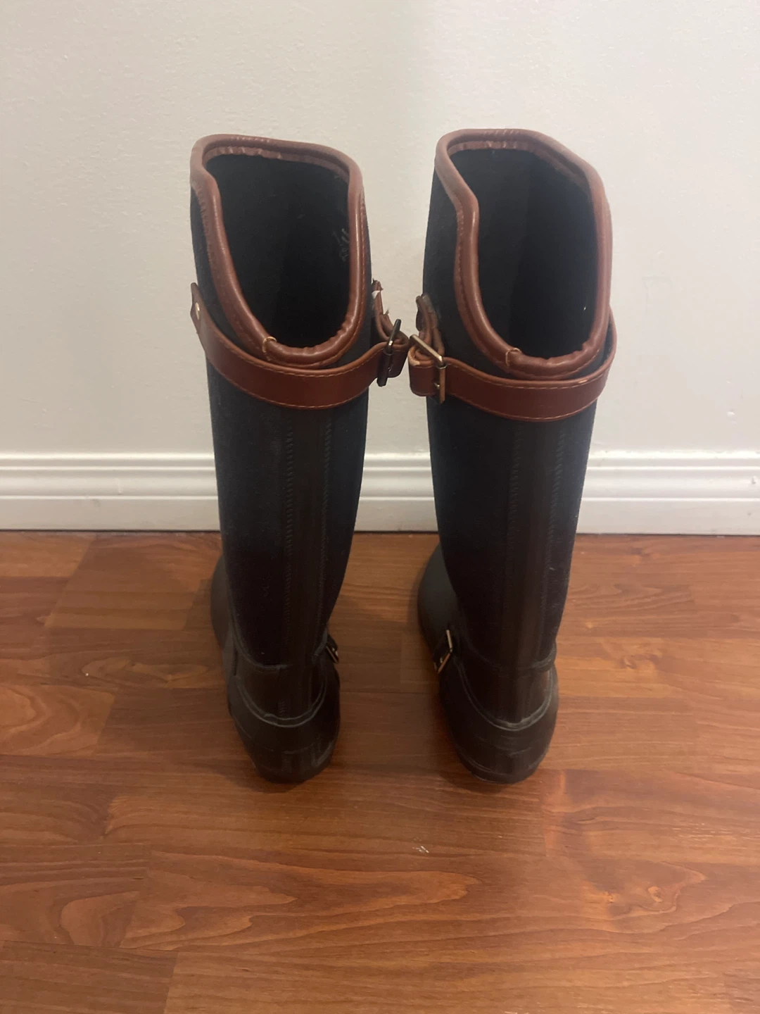 Black Tall Boots with Brown Accents, - photo 3
