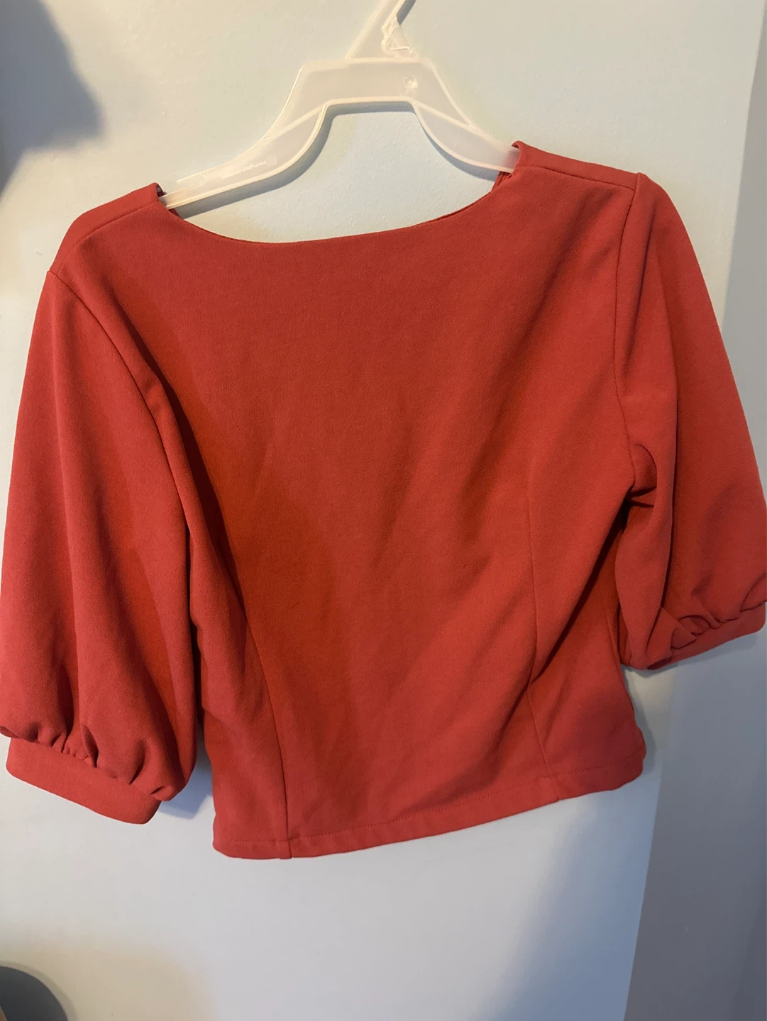 Rust Orange Cropped Puff Sleeve Top - photo 2
