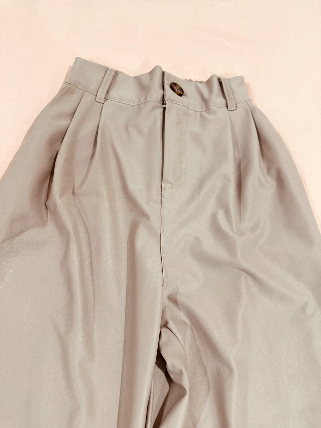 Light Tan Faux Leather Wide Leg Pants - photo 2