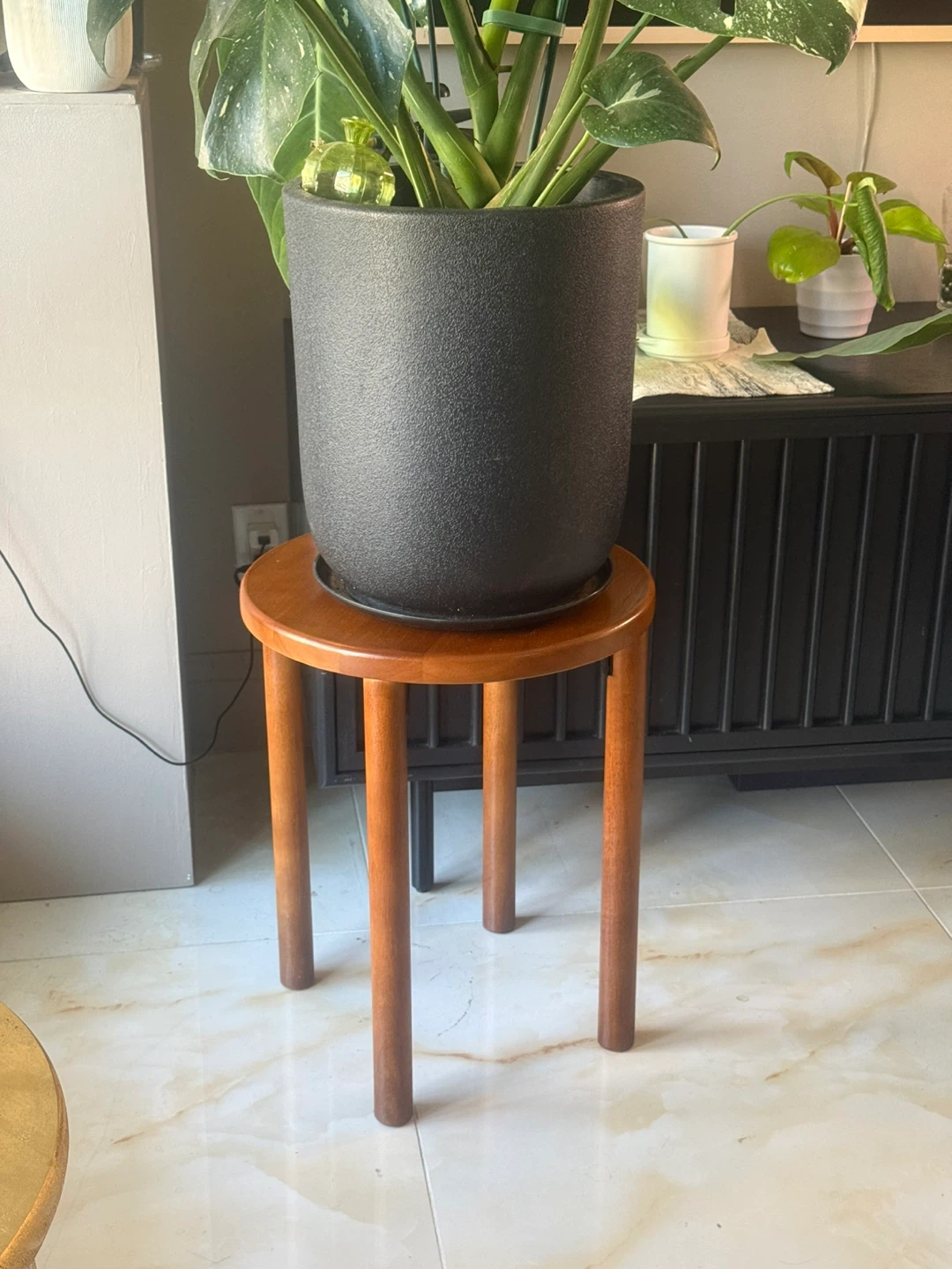 Rubber Wood Stool Plant Stand - photo 2