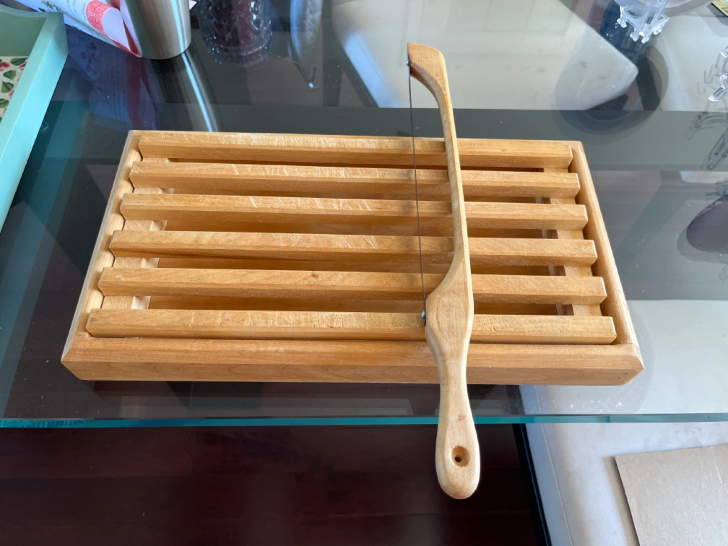 Wooden Bread Slicer with Knife