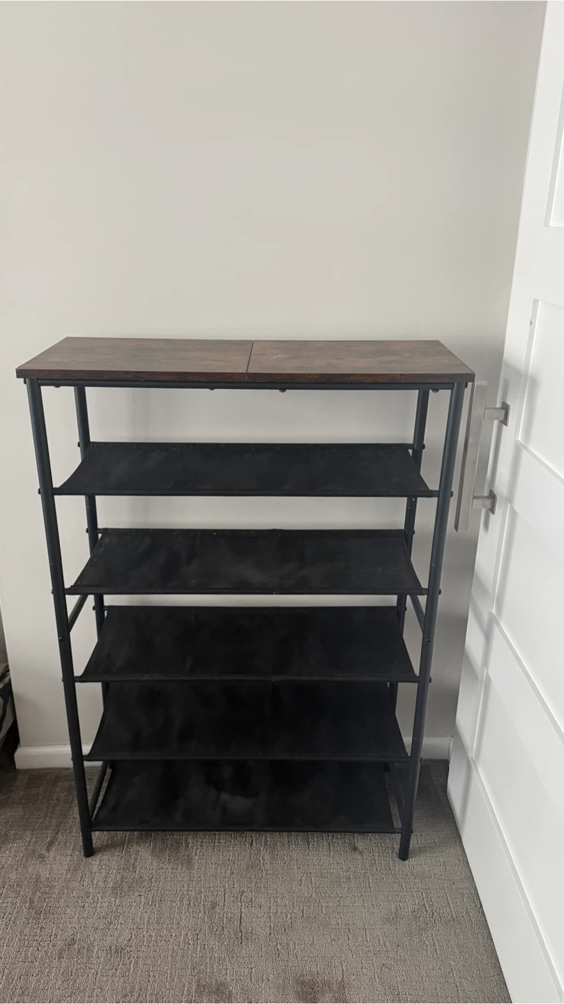 5-Tier Shoe Rack Organizer with Wooden Top