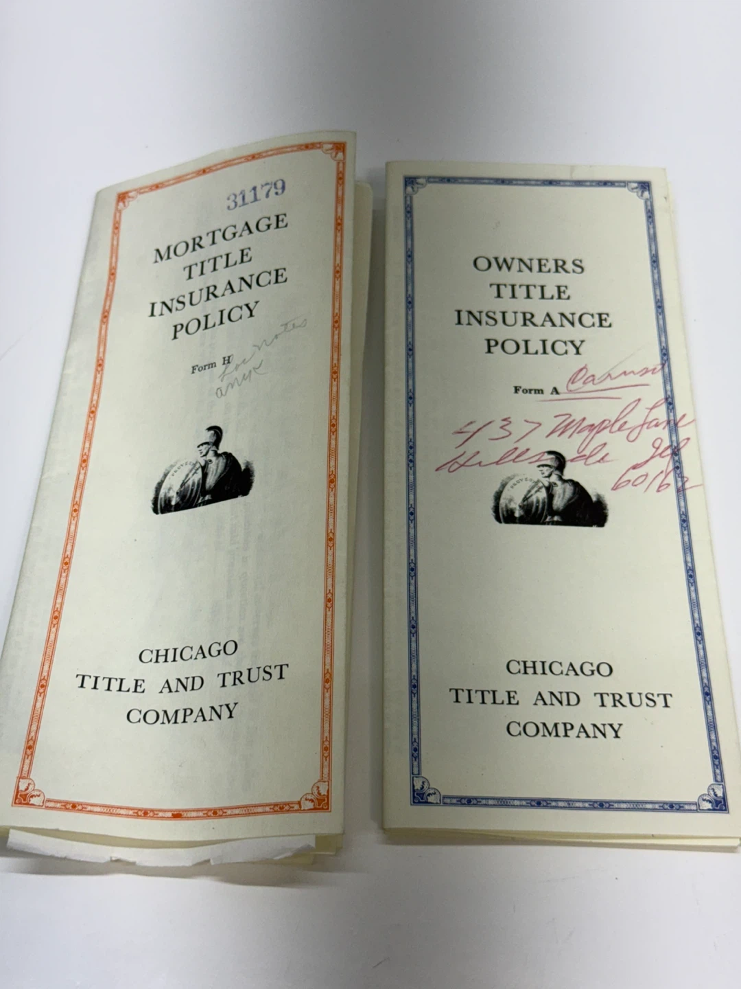 Vintage Chicago Title & Trust Co Insurance Policy Paper Ephemera