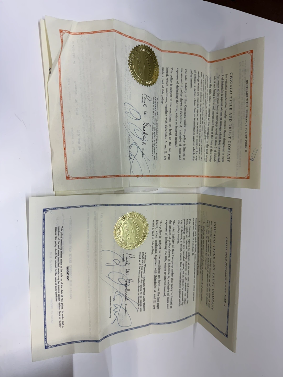 Vintage Chicago Title & Trust Co Insurance Policy Paper Ephemera - photo 2