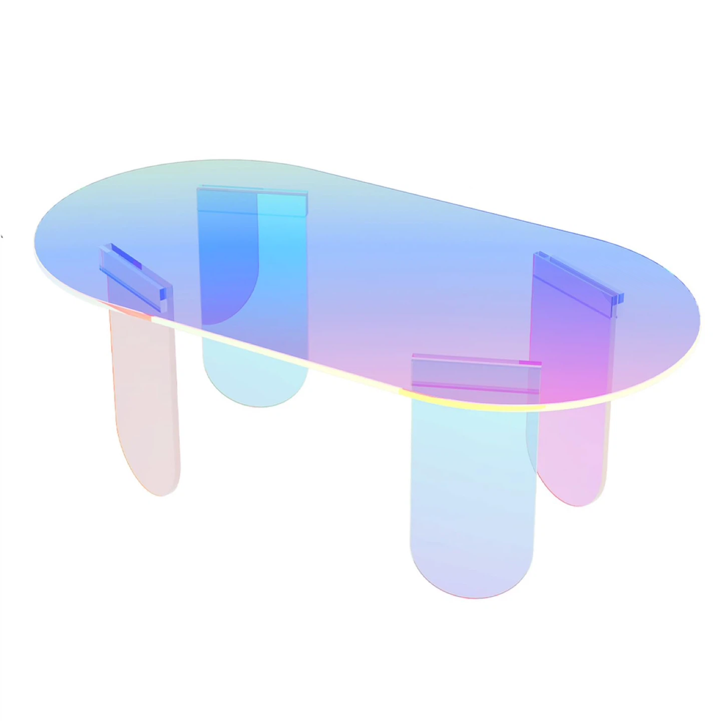 Iridescent Acrylic Oval Coffee Table
