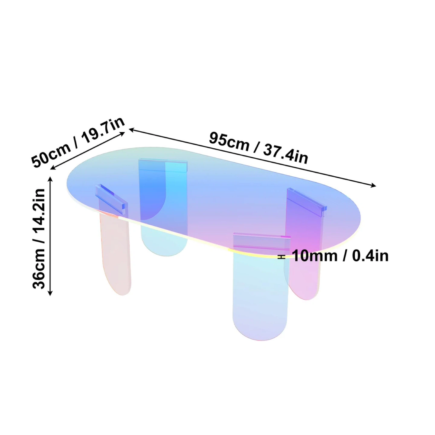 Iridescent Acrylic Oval Coffee Table - photo 2