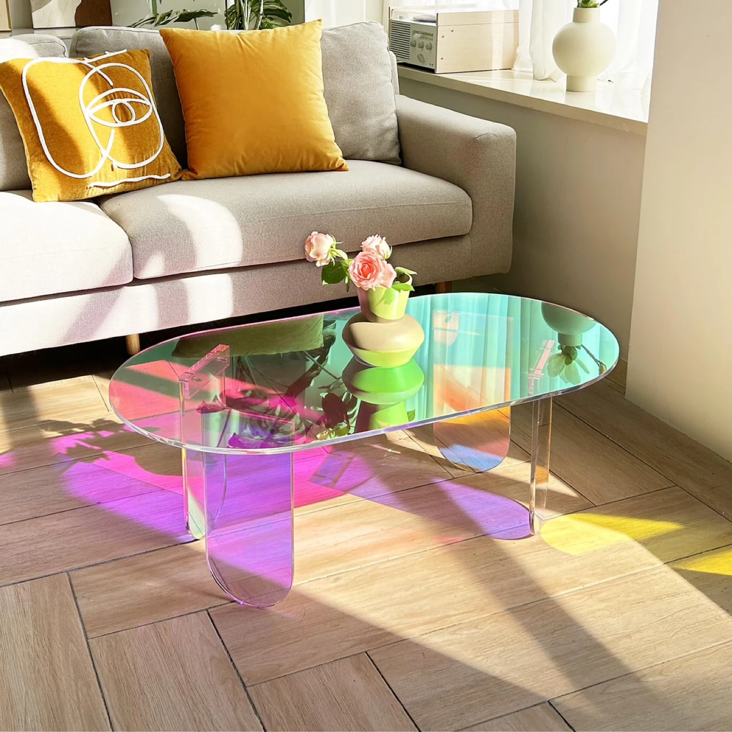 Iridescent Acrylic Oval Coffee Table - photo 3