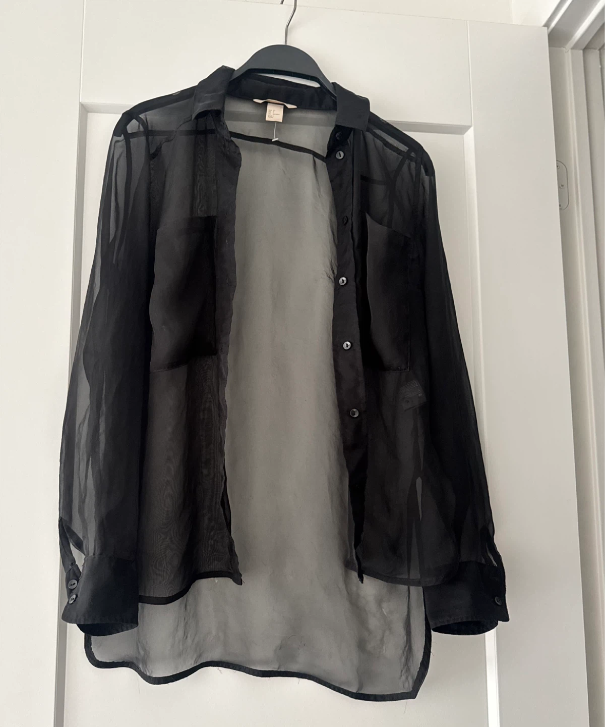 Black sheer button-up blouse - photo 2