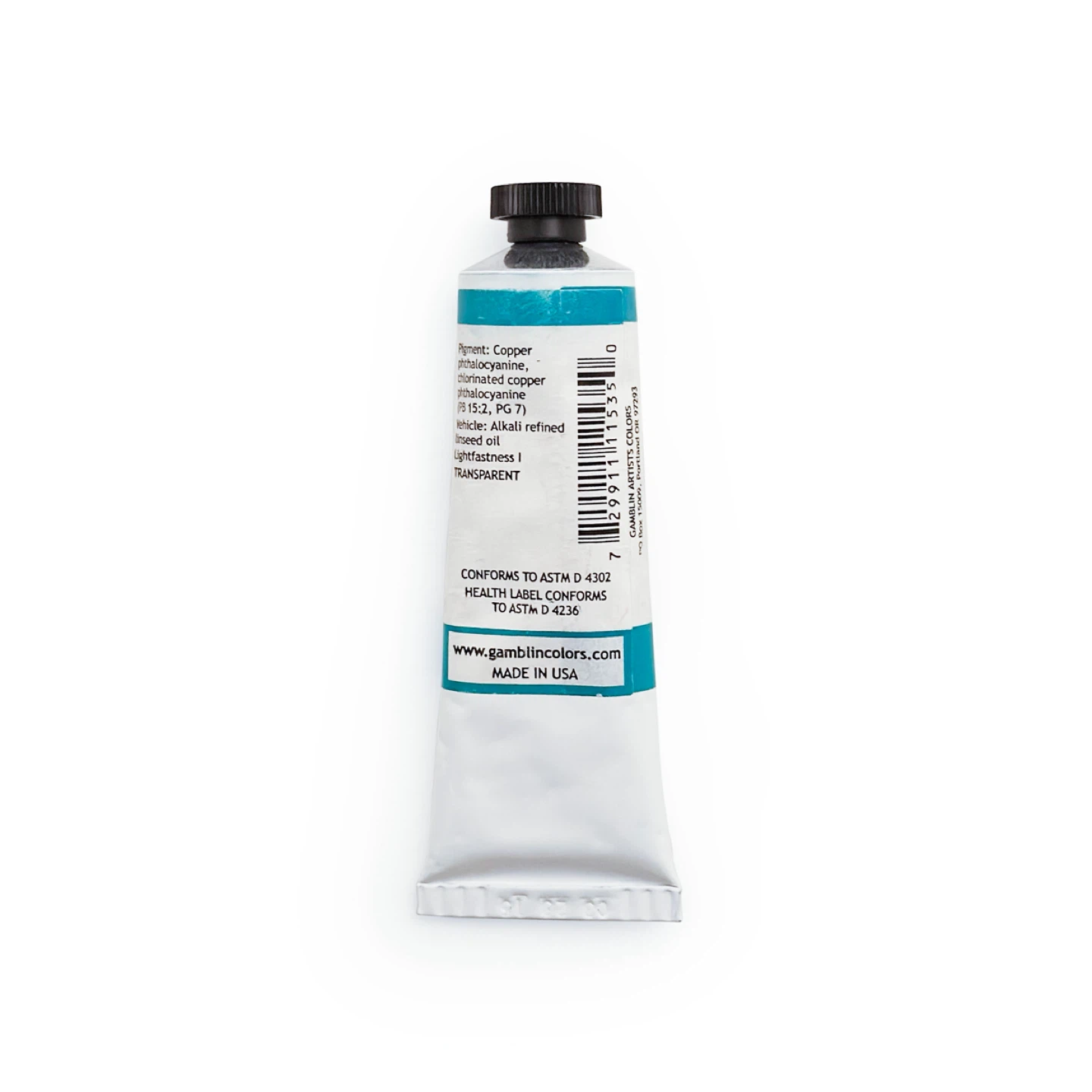 GAMBLIN Artist’s Oil Color Tube, Phthalo Turquoise - photo 2