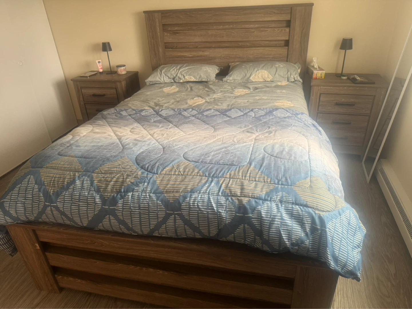Wooden Bedroom Set - Bed Frame, Dresser & Nightstands
