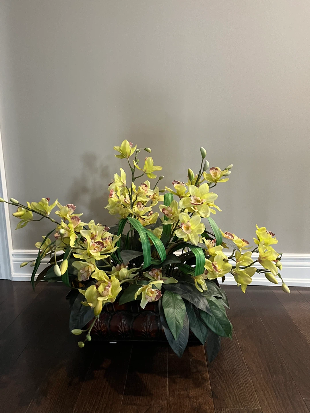 Artificial Orchid Arrangement in Decorative Pot